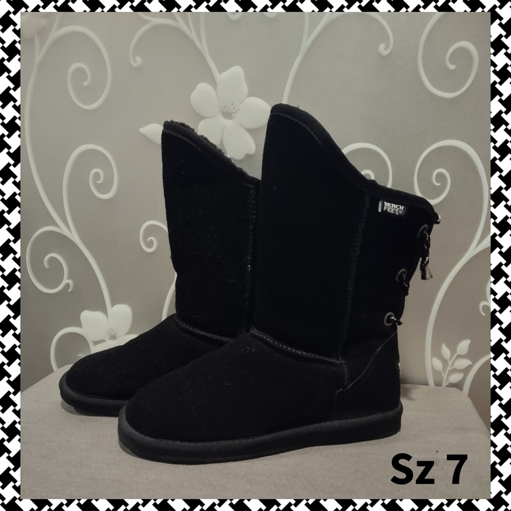 WOMENS BLACK FUZZY LINED WINTER BOOTS SIZE 7